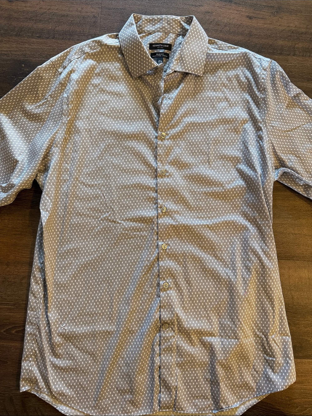 Men’s Kenneth Cole Gray Micro-Dot Button-Down Shirt